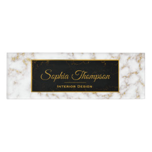 Modern Elegant White Gold Marble Name - Name Tag