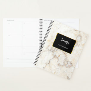 Modern elegant white gold marble pattern personal  planner