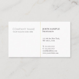 Modern Elegant White Gold Simple Corporate Plain Business Card
