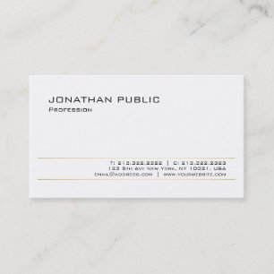Modern Elegant White Gold Trendy Sleek Design Business Card