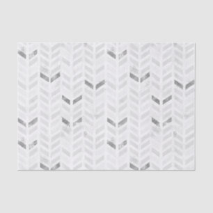Modern Elegant White Grey Painted Chevron Pattern Tissue Paper