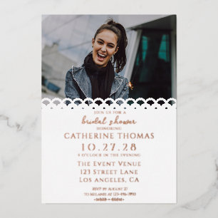 Modern Elegant White Lace Photo Bridal Shower