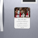 Modern Elegant White Lace Photo Save The Date Magnet<br><div class="desc">Introducing our modern elegant white lace photo wedding design, perfect for couples with a love for classic lace weddings and modern minimalist design. This simple yet stunning design features an all white ivory lace background, overlaid with a romantic photo of the happy couple. The invitation itself is designed in a...</div>