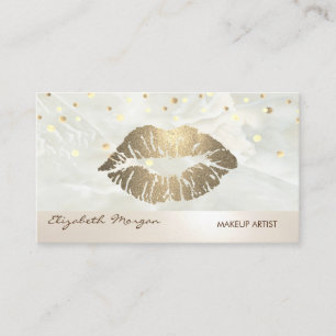 Modern Elegant White Marble  ,Confetti,Lips Business Card