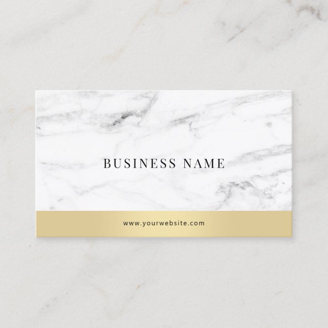Modern Elegant White Marble Gold Corporate Business Card (Front)