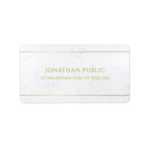 Modern Elegant White Marble Gold Text Simple Label
