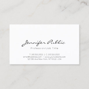 Modern Elegant White Minimalist Professional Plain Business Card