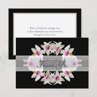 Modern Elegant White Orchid Lei Floral Thank You Card