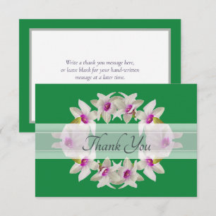 Modern Elegant White Orchid Lei Floral Thank You Card