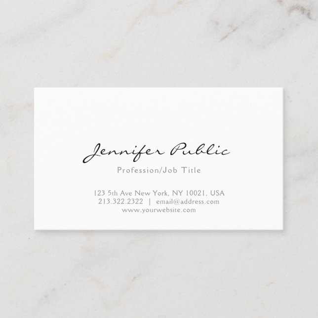 Modern Elegant White Professional Simple Template Business Card (Front)