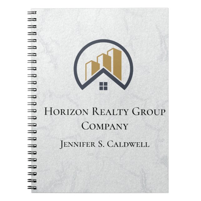  Modern Elegant White Real Estate Notebook (Front)
