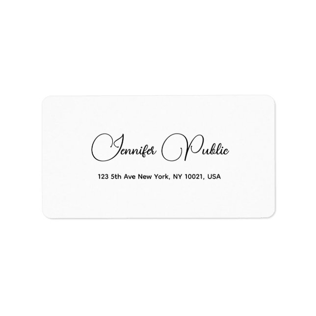Modern Elegant White Simple Template Address Label (Front)