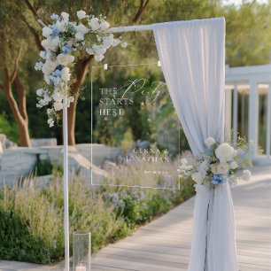 Modern Elegant White Wedding Acrylic Welcome Sign
