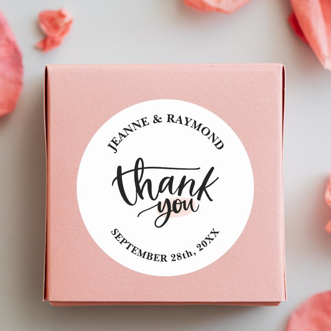 Modern Elegant White Wedding Thank You Favour Classic Round Sticker (Creator Uploaded)