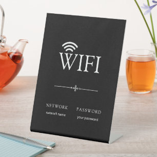 Modern Elegant WiFi Network Password Sign Black