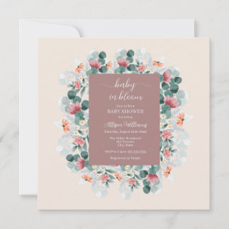 Modern elegant wildflower baby shower invitation