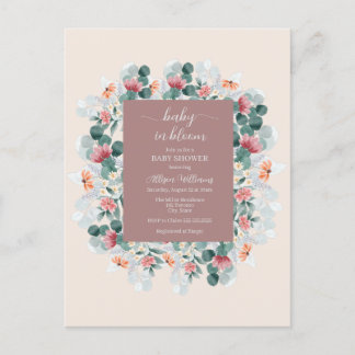 Modern elegant wildflower baby shower invitation postcard