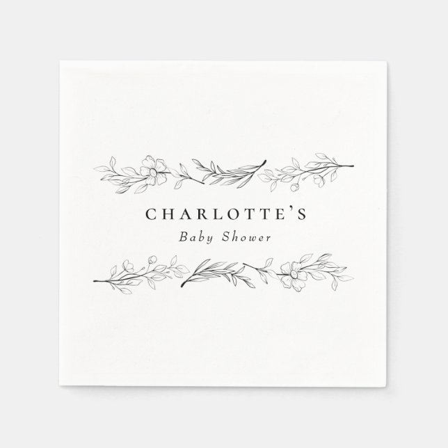 Modern Elegant Wildflower Floral Baby Shower Napkin (Front)