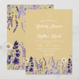 Modern & Elegant Wildflower Rustic Beige Wedding Invitation