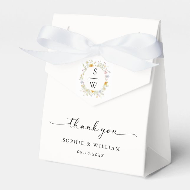 Modern Elegant Wildflower Spring Summer Wedding Favour Box (Front Side)