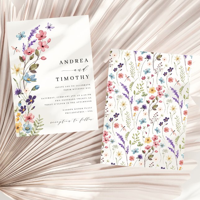 Modern Elegant Wildflower Spring Summer Wedding Invitation (Creator Uploaded)
