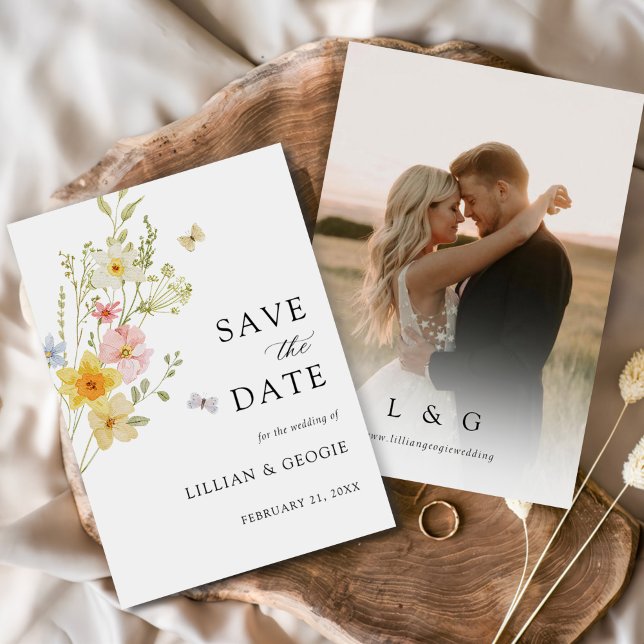 Modern Elegant Wildflower Spring Summer Wedding  Save The Date (Creator Uploaded)