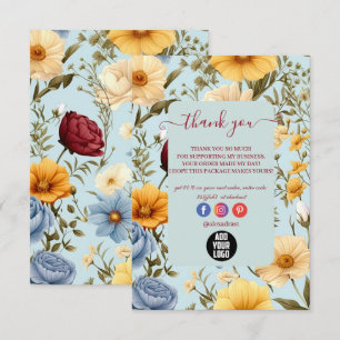 Modern Elegant Wildflowers Floral  Thank You Card