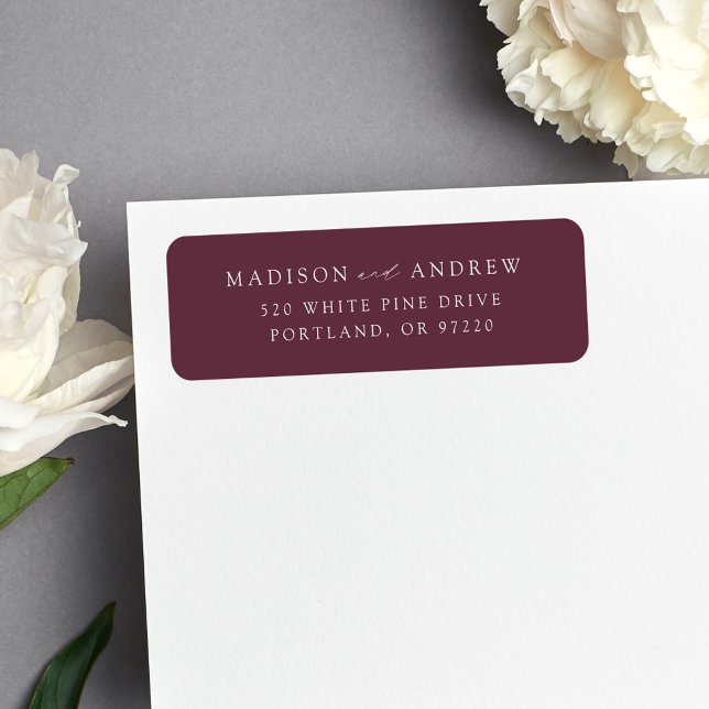 Modern Elegant Wine Wedding Return Address (Creator Uploaded)