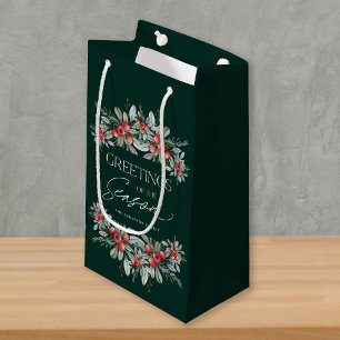 Modern Elegant Winter Greenery Christmas Small Gift Bag