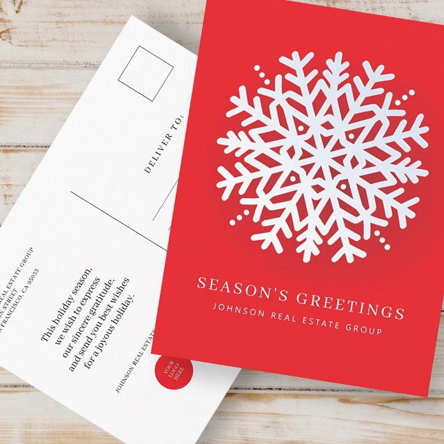 Modern Elegant Winter Snow Flake Christmas Holiday Postcard (Creator Uploaded)
