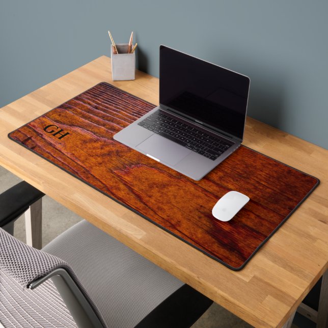 Modern Elegant Wood Customisable Monogrammed Desk Mat (Office 2)