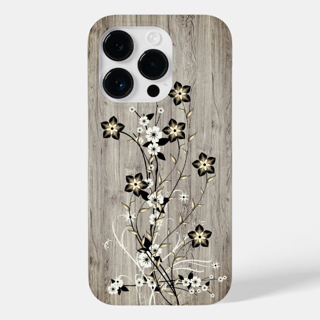 Modern elegant wood - flowers - wooden Case-Mate iPhone case (Back)