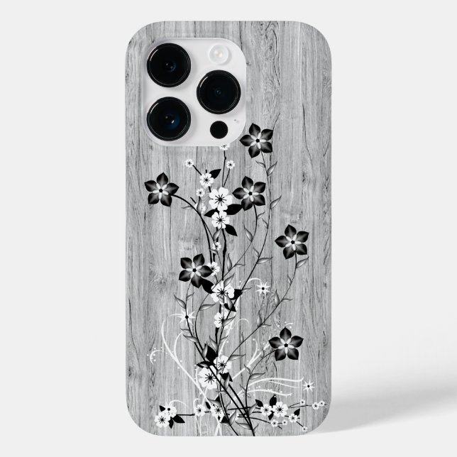 Modern elegant wood - flowers - wooden Case-Mate iPhone case (Back)