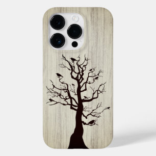 Modern elegant wood - tree and a crow - wooden Case-Mate iPhone 14 pro case