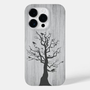 Modern elegant wood - tree and a crow - wooden Case-Mate iPhone 14 pro case