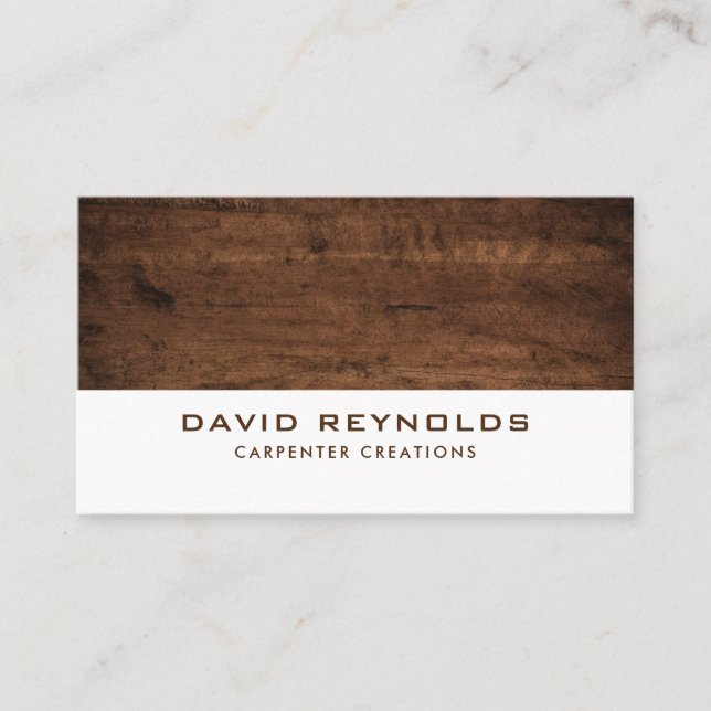 Modern Elegant Wooden Carpentry Construction Busin Business Card (Front)