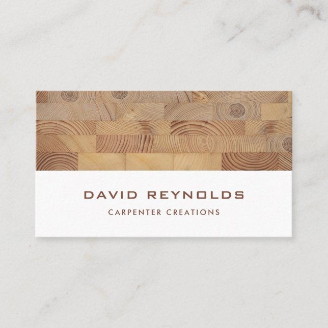 Modern Elegant Wooden Carpentry Construction Business Card (Front)
