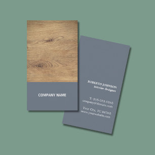 Modern Elegant Wooden Grey Blue Construction Business Card