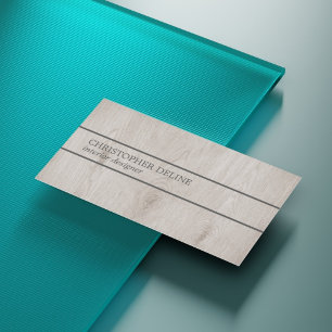 Modern Elegant Wooden Grey Lines Interior Designer Business Card