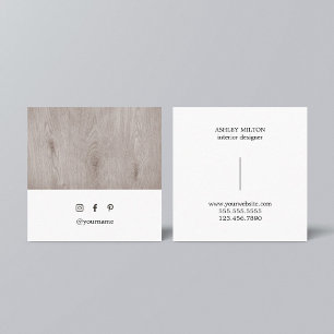 Modern Elegant Wooden Interior Designer Square Business Card