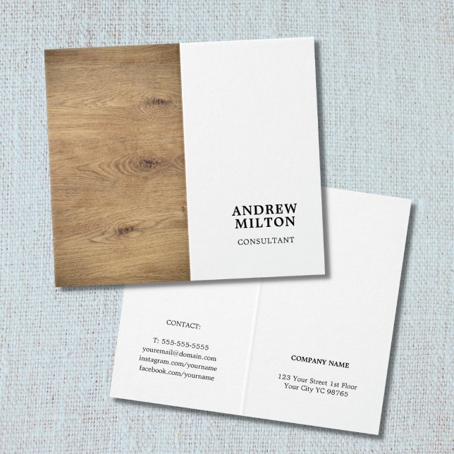 Modern Elegant Wooden White Interior Design Business Card (Creator Uploaded)