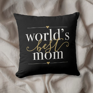 Modern Elegant Worlds Best Mum Black And Gold Cushion