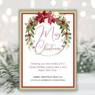Modern Elegant Wreath Merry Christmas Business Holiday Card