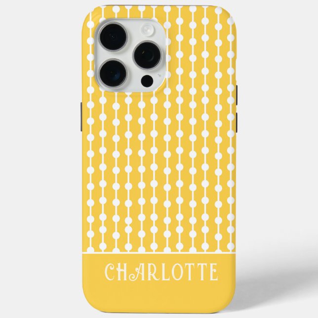 Modern Elegant Yellow Geometric Personalised Name Case-Mate iPhone Case (Back)
