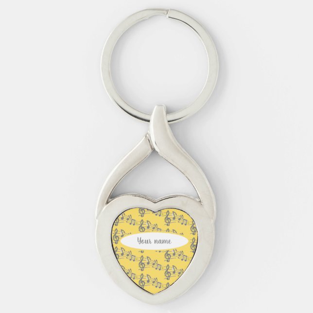 Modern Elegant Yellow Name Monogram Template Key Ring (Front)