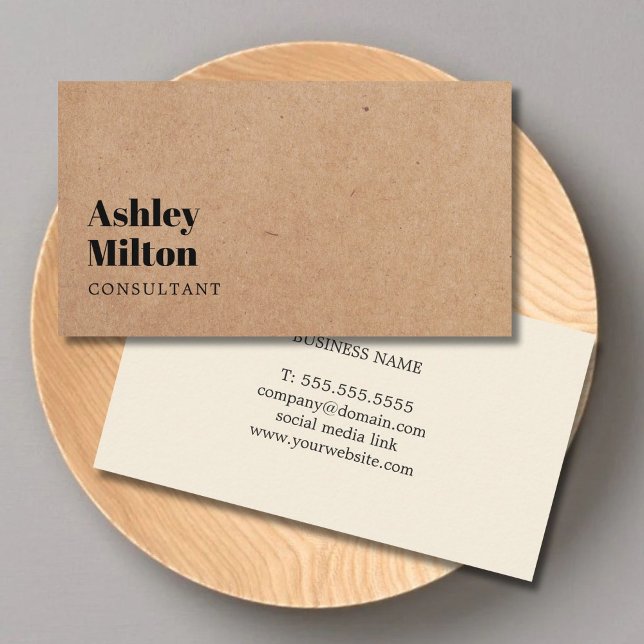 Modern Elegant Yellow PRINTED Kraft Consultant Business Card (Creator Uploaded)