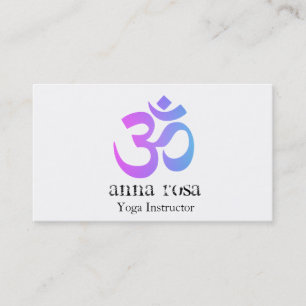 *~* Modern Elegant Yoga Instructor Om Aum Symbol Business Card