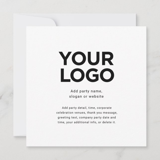 Modern Elegant Your Business Logo and Text square Invitation (Front)