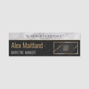 Modern Elegant Your Logo Here Job Title Quote Name Tag