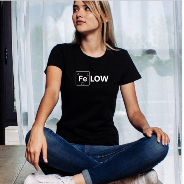 Modern Element Iron Fe | Periodic Table White Text T-Shirt (Modern funny word felow t-shirt )